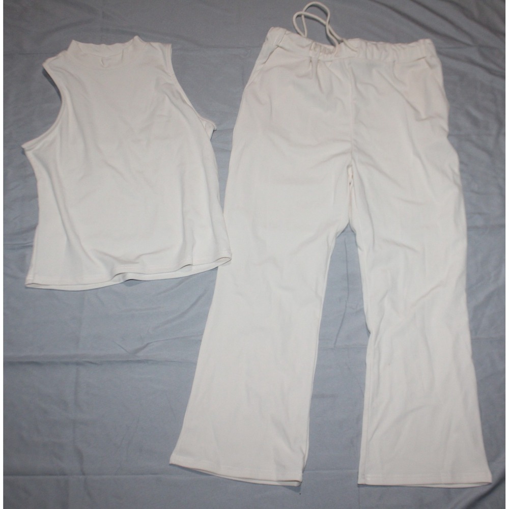 Women's beige 2 pc tank top and pants outfit EU size M US size 6